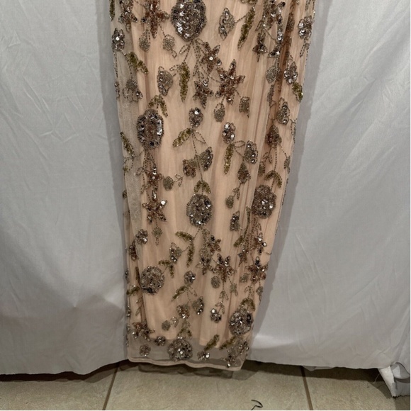 NWT $498 Mac Duggal [ 8 ] Hand Beaded Floral Spaghetti Strap Gown in‎ Rose Pink - Picture 8 of 13